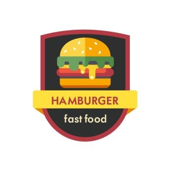 Hamburger logo. Vector illustration, icon. Fast food.