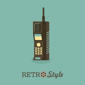Handset. The radiotelephone. An outdated model. Vector illustration.