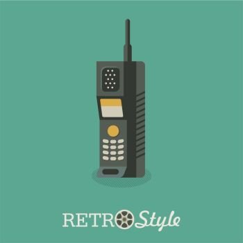 The radiotelephone. An outdated model. Handset. Vector illustration.