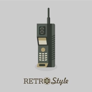 The radiotelephone. An outdated model. Handset. Vector illustration. Isolated on a light background.