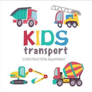 Children’s transport collection. Vector illustration. Isolated on white background. A large set of trucks.