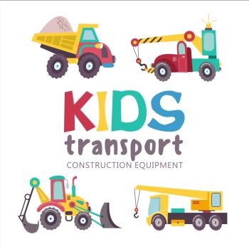 Children’s transport collection. Vector illustration. Isolated on white background. A large set of trucks.