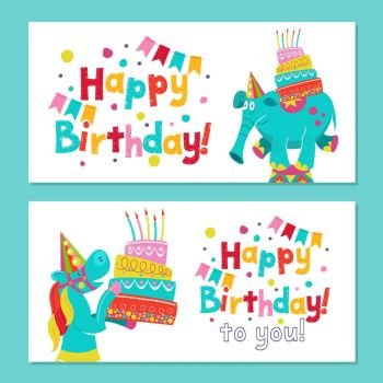 Happy birthday. The invitation to the birthday in the style of a circus show. Vector illustration.