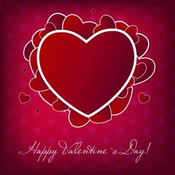 Happy Valentines Day card with heart. Vector illustration