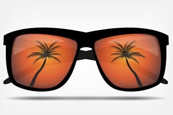 Sunglasses with a palm tree vector illustration