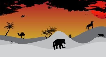 Africa and Safari, Tree, Wild Animals Vector Illustration EPS10. Africa, Safari, Tree, Wild Animals. Vector Illustration.