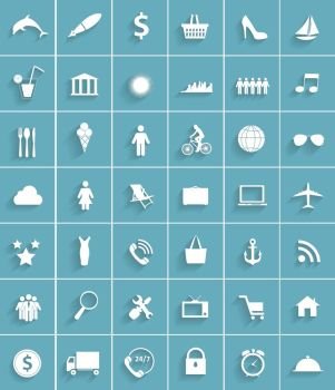 Modern Flat Icon Set for Web and Mobile Application in Stylish Colors. Modern Flat Icon Set for Web and Mobile Application