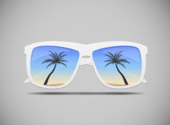 Sunglasses with a Palm Tree Vector Illustration EPS10. Sunglasses with a Palm Tree Vector Illustration