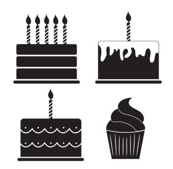 Birthday Cake Silhouette Set Vector Illustration EPS10. Birthday Cake Silhouette Set Vector Illustration