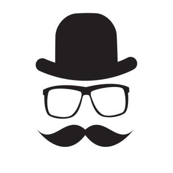 Cute Handdrawn Glasses, Hat and a Mustache Vector Illustration EPS10. Cute Handdrawn Glasses, Hat and a Mustache Vector Illustration