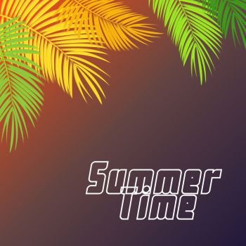 Summer Time Palm Leaf Vector Background Illustration EPS10. Summer Time Palm Leaf Vector Background Illustration