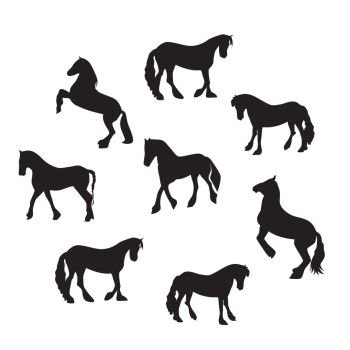 Black Horse Silhouette Set Vector Illustration EPS10. Black Horse Silhouette Set Vector Illustration