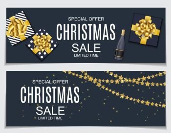 Abstract Vector Illustration Christmas Sale, Special Offer Background with Gift Box and Golden Ball. Winter Hot Discount Card TEmplate. EPS10. Abstract Vector Illustration Christmas Sale, Special Offer Background with Gift Box and Golden Ball. Winter Hot Discount Card TEmplate