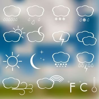 Weather Icons on a blurred background.