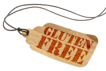 gluten free sign a paper price tag with a twine isolated on white