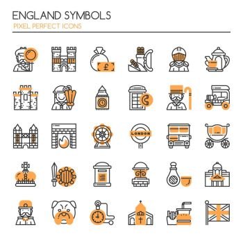 England Symbols , Thin Line and Pixel Perfect Icons
