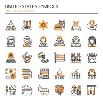 United States Symbols , Thin Line and Pixel Perfect Icons
