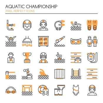 Aquatic Championship , Thin Line and Pixel Perfect Icons
