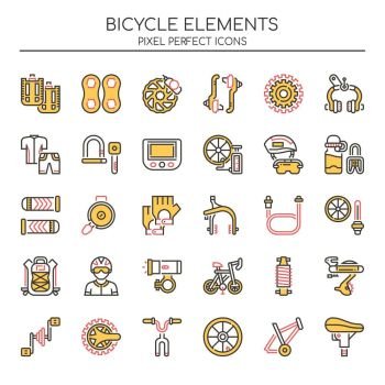 Bicycle Elements , Thin Line and Pixel Perfect Icons
