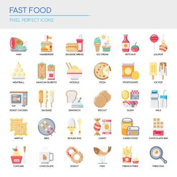 Fast food Elements , Thin Line and Pixel Perfect Icons
