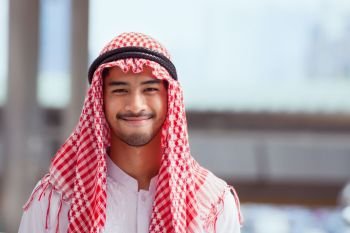 smiling arabian or arab man business portrait, close up shot background