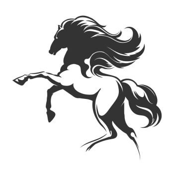 Silhouette of a running horse. Emblem or logo design element. Vector illustration.