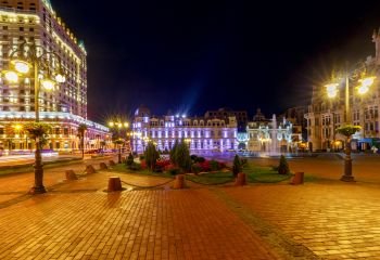 Batumi. Europe Square at night.. View of the square of Europe at night. Batumi. Georgia.