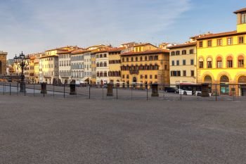 Florence. Pitti Square.. The ancient famous medieval square Pitti. Florence. Italy