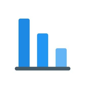 vertical down bar chart, icon on isolated background, 