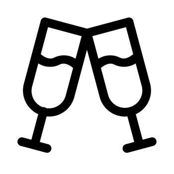 Wine glasses toast, icon on isolated background