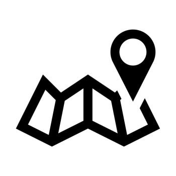 Destination marker on map, icon on isolated background