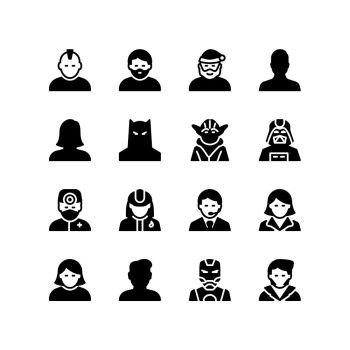 Santa claus, fictional characters and people icon set