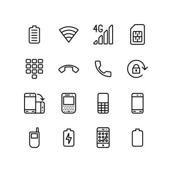 Mixed icons of mobile phone and network