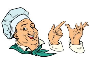 set French or Italian cook and hand gestures. Pop art retro comic book vector illustration. set French or Italian cook and hand gestures