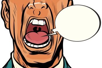close-up mouth screams male, panic face. Pop art retro vector illustration. close-up mouth screams male