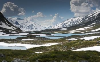 gamle strynefjellsvegen one of the most beautifull auto roads in norway with snow in summer 