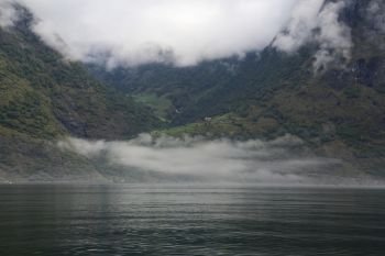 The Unesco Naeroyfjord and the picturesque Aurlandsfjord seen from the water