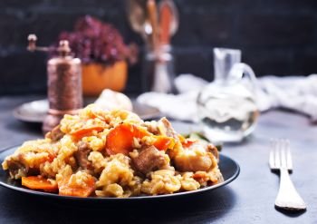Fried Rice with Vegetables and Meat, stock photo