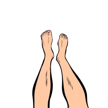 human feet isolated on white background. Comic book cartoon pop art retro illustration. human feet isolated on white background