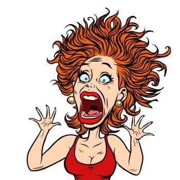 funny scared woman. Comic book cartoon pop art illustration retro drawing. funny scared woman