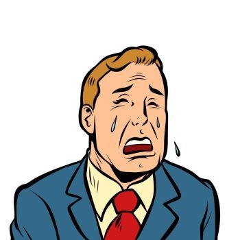 Funny man crying. Comic cartoon pop art illustration retro vintage kitsch vector. Funny man crying