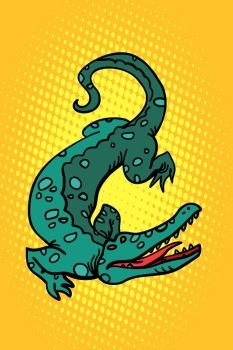 Crocodile alligator cayman. Crocodile alligator cayman. Comic cartoon pop art retro illustration vector kitsch drawing. Crocodile alligator cayman