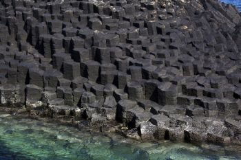 Basalt rock formation on the island of Staffa in the Treshnish Islands off the west coast of Scotland