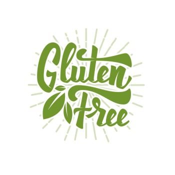 Gluten free. Hand drawn lettering phrase isolated on white background. Vector illustration