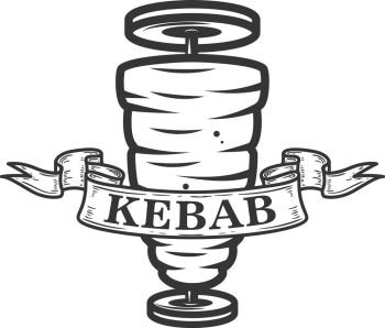 Kebab emblem template. Fast food. Design element for logo, label, emblem, sign. Vector image. Kebab emblem template. Fast food. Design element for logo, label, emblem, sign. 