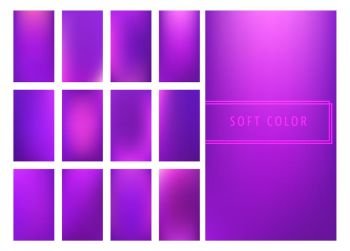 Set of soft purple gradients background. Set of soft purple gradients background for mobile screen, smartphone app. Vector illustration.