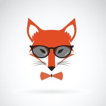 Vector of fox wearing glasses on white background. Animal fashion.