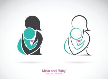Vector icon of a mom and baby on white background, Expression of love.