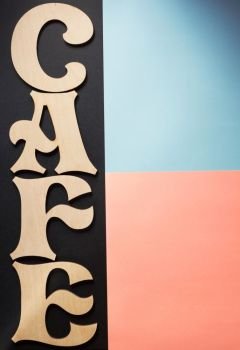 cafe letters at colorful background