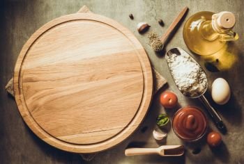 pizza cutting board at table background